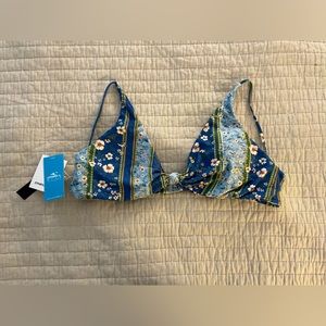 O’Neil Bikini Top Floral Blue String XXL NWT